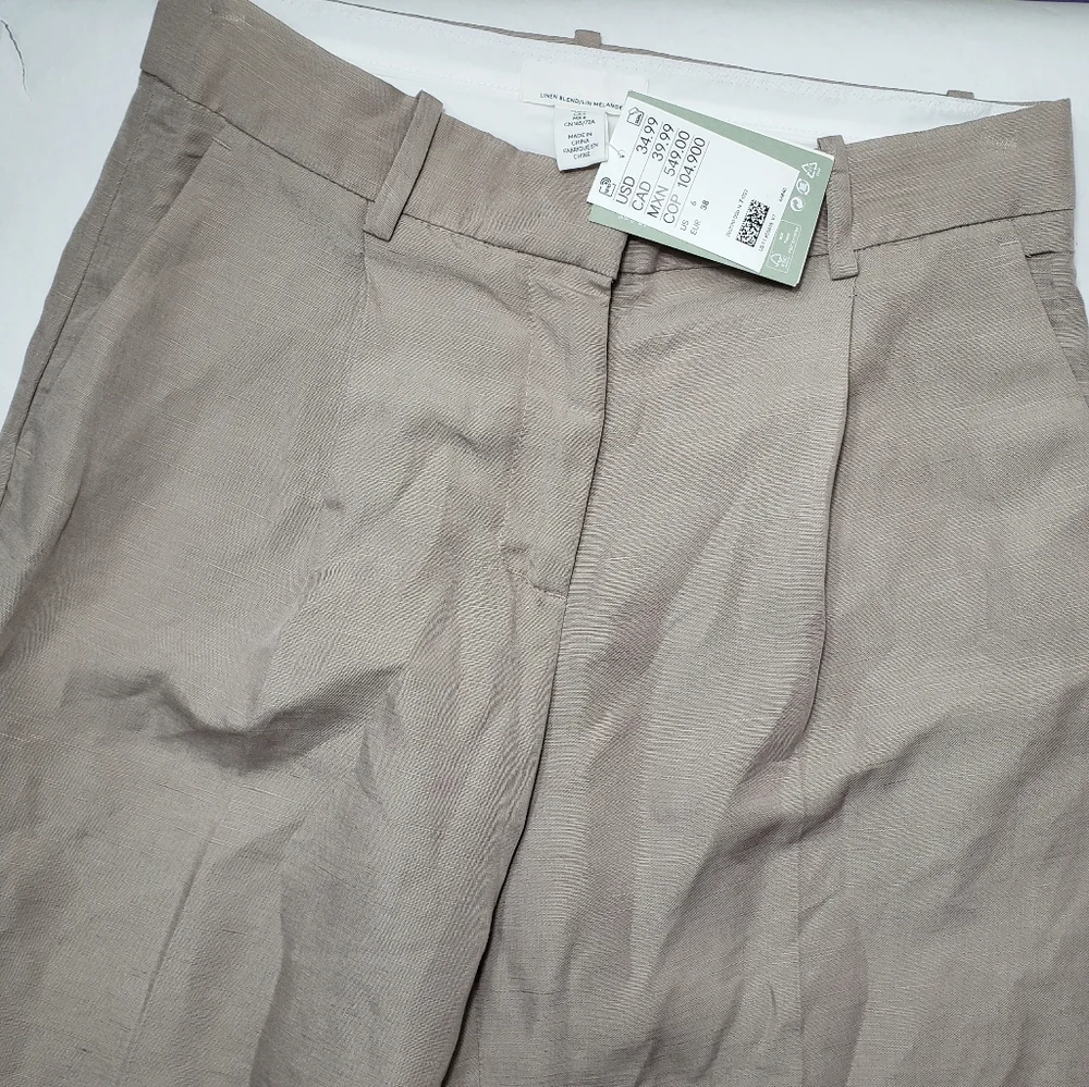 H&M Wide Leg‎ Linen Blend Pants Trousers